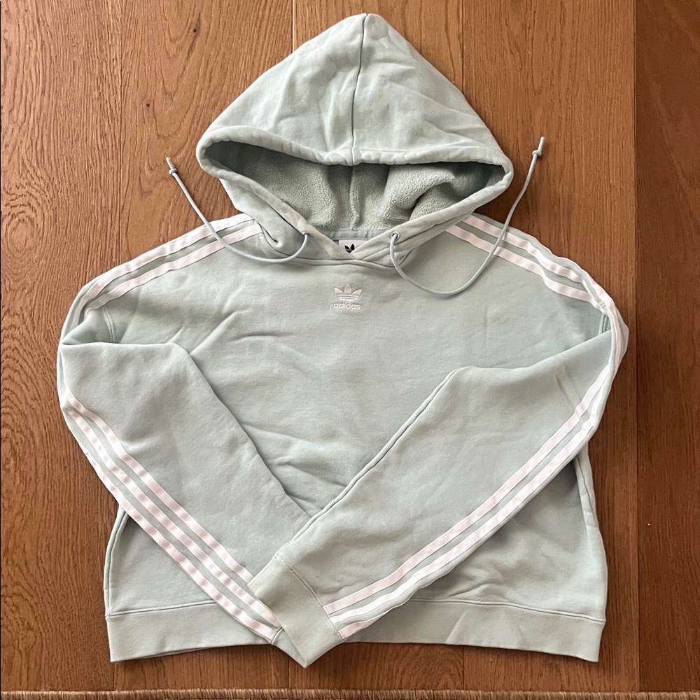 Adidas Pastel Green Hoodie with White Accents